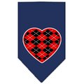 Unconditional Love Argyle Heart Red Screen Print Bandana Navy Blue Small UN851610